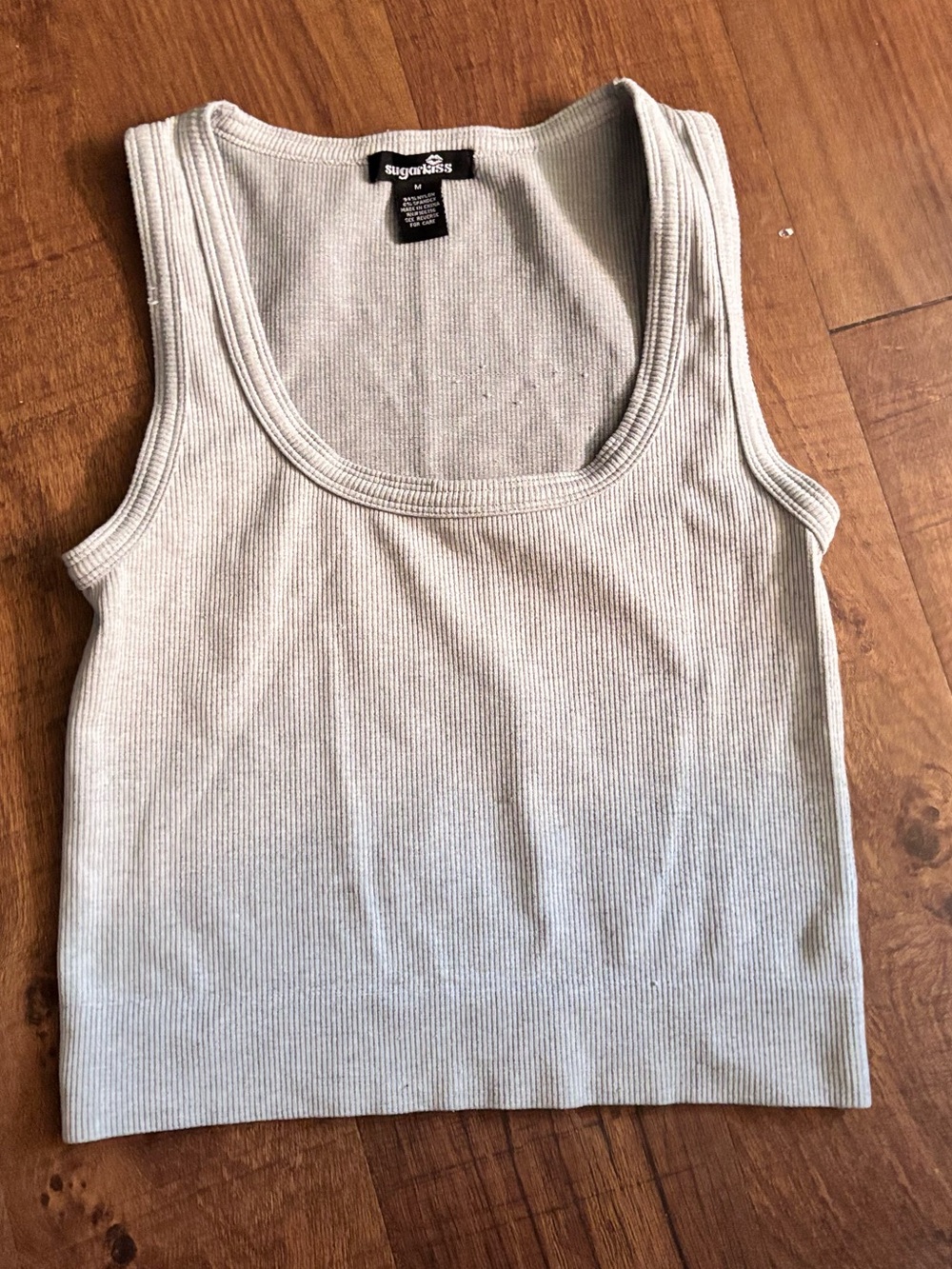 Sugar Kiss Light Gray Ribbed Scoop Tank - Women's